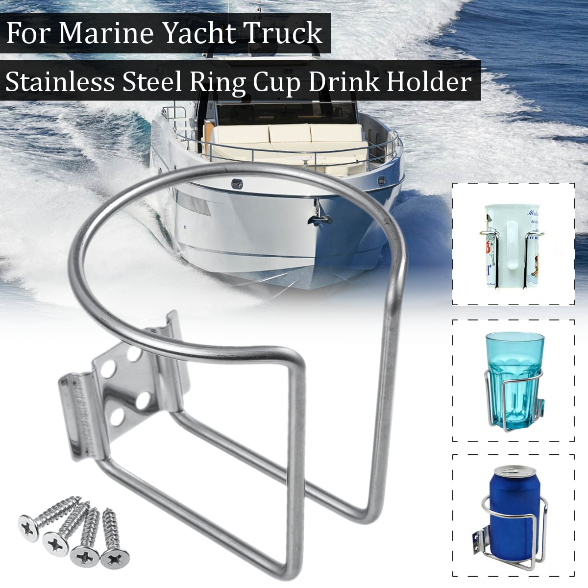 Z-Color Stainless Steel Boat Ring Cup Drink Holder Universal Drinks Holders for Marine Yacht Truck RV Car Trailer Hardware